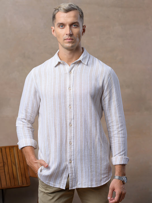 Casual Wear Stripe Long Sleeve Shirt
