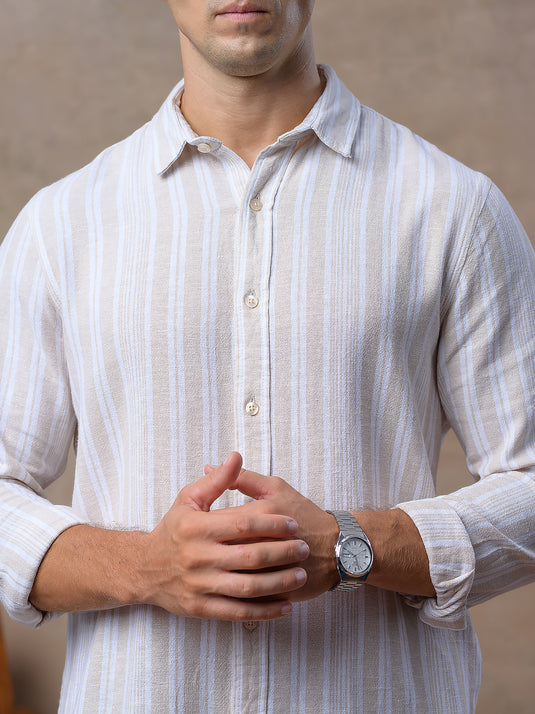 Casual Wear Stripe Long Sleeve Shirt