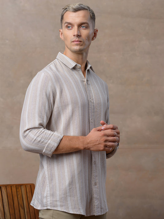 Casual Wear Stripe Long Sleeve Shirt