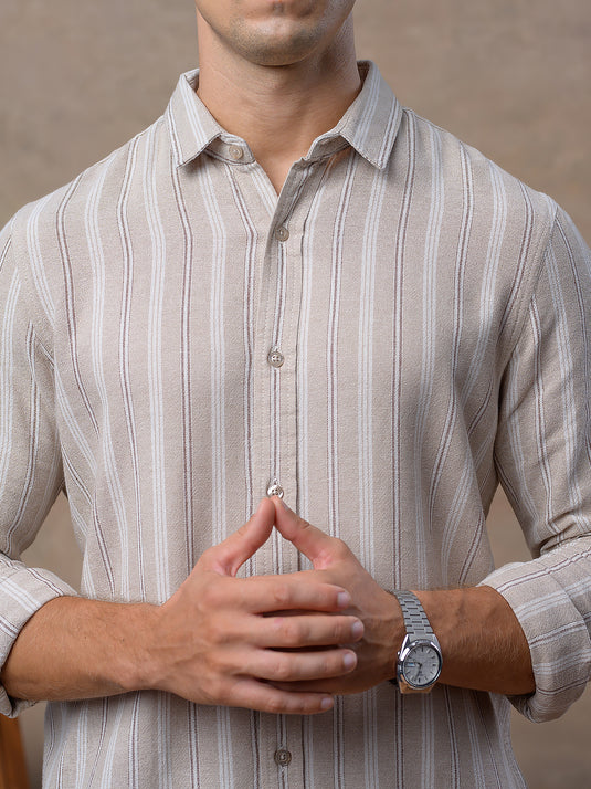 Casual Wear Stripe Long Sleeve Shirt