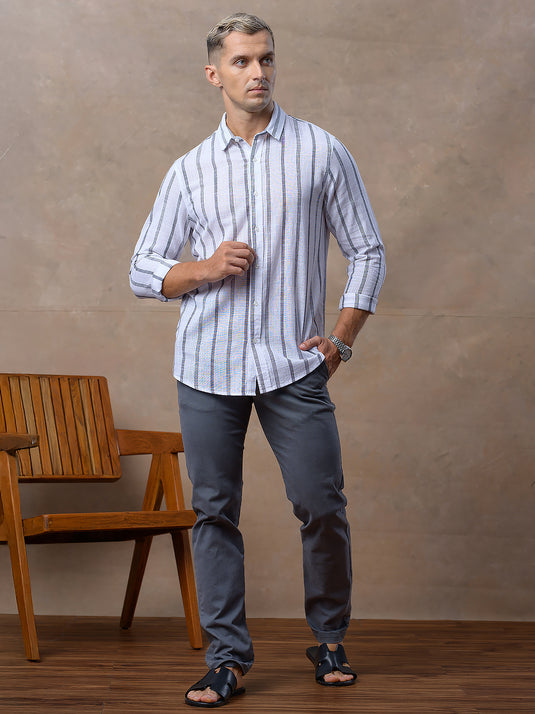 Casual Wear Stripe Long Sleeve Shirt
