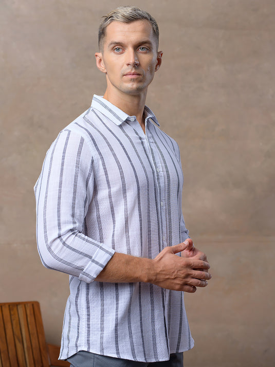 Casual Wear Stripe Long Sleeve Shirt