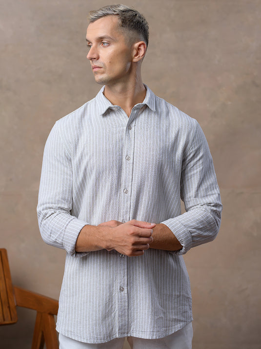 Casual Wear Stripe Long Sleeve Shirt