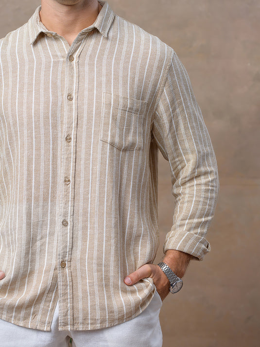 Casual Wear Stripe Long Sleeve Shirt