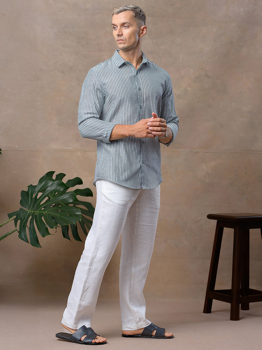 Casual Wear Stripe Long Sleeve Shirt