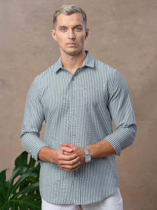 Casual Wear Stripe Long Sleeve Shirt