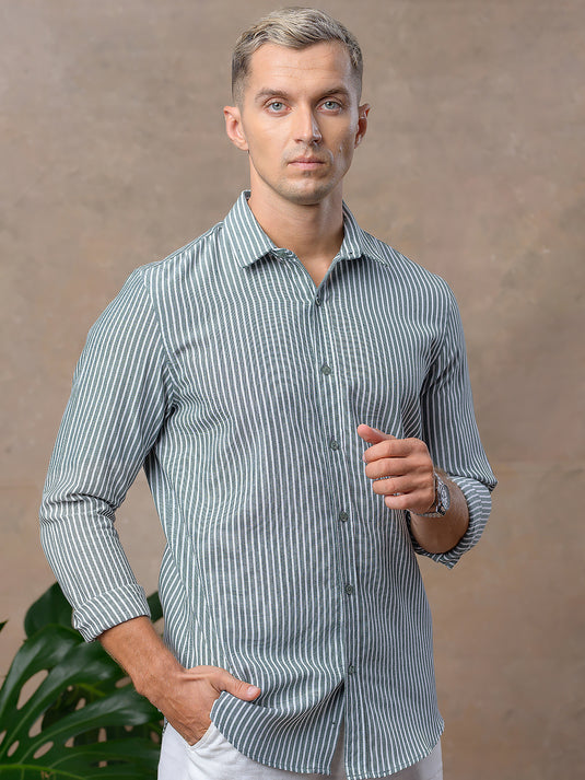 Casual Wear Stripe Long Sleeve Shirt