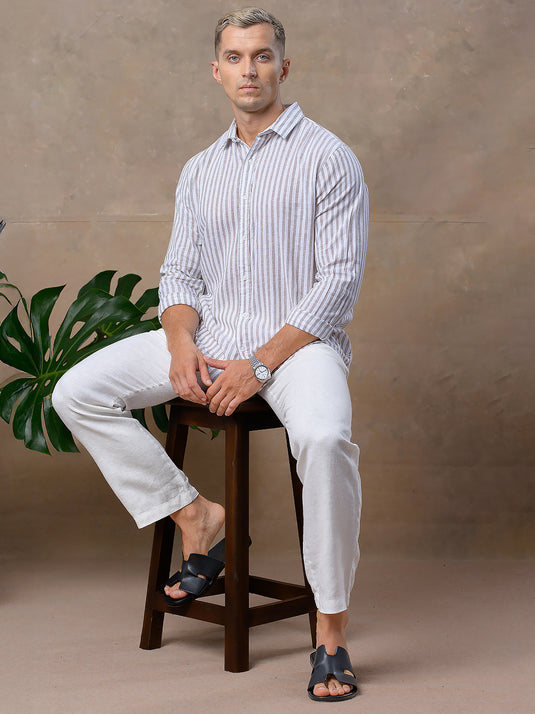 Casual Wear Stripe Long Sleeve Shirt