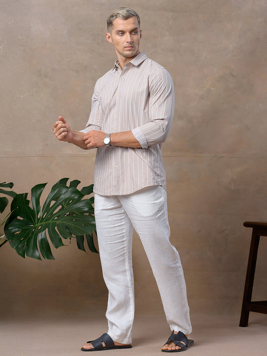 Casual Wear Stripe Long Sleeve Shirt