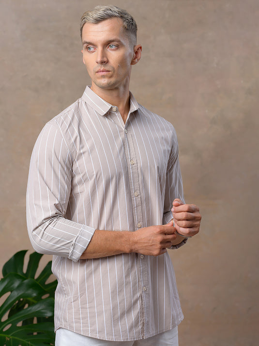 Casual Wear Stripe Long Sleeve Shirt