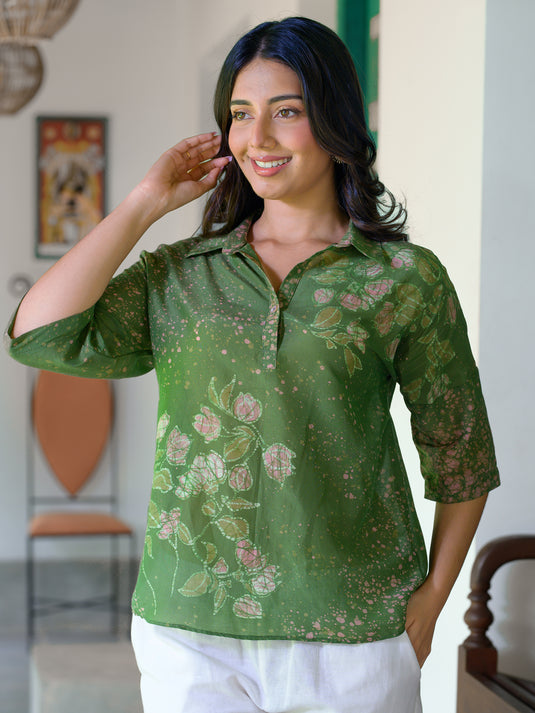 Batik floral blouse