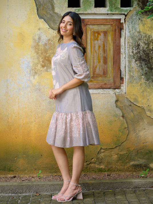 Batik  bottom frill detailed floral dress