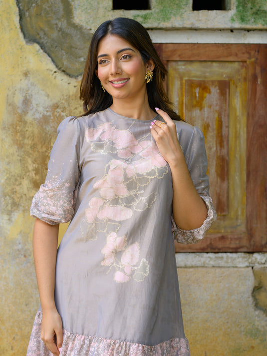 Batik  bottom frill detailed floral dress