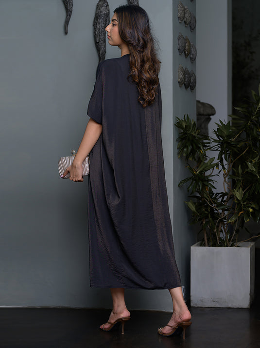 Cut panel detailed kaftan maxi dress