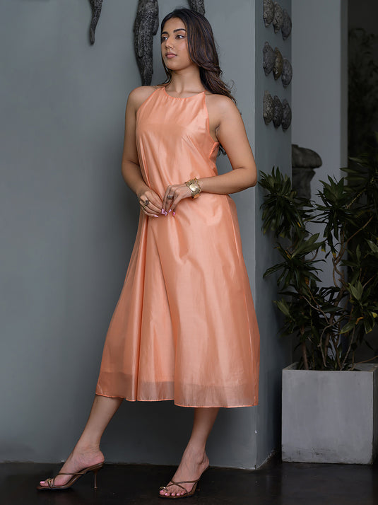 Midi dress with halter neck
