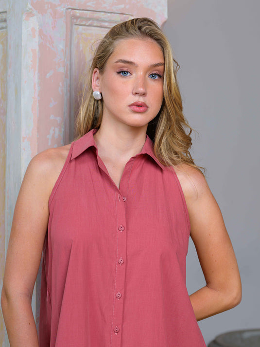 Button down sleeveless dress