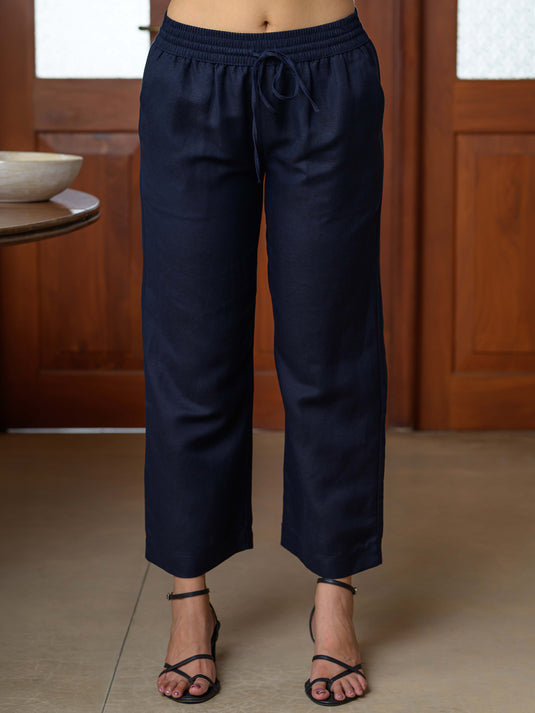 Basic linen draw cord pant
