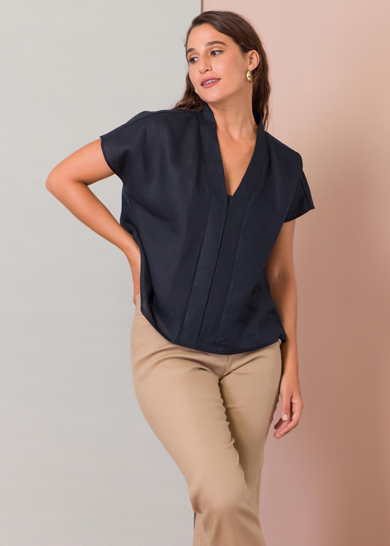 Extended shoulder blouse