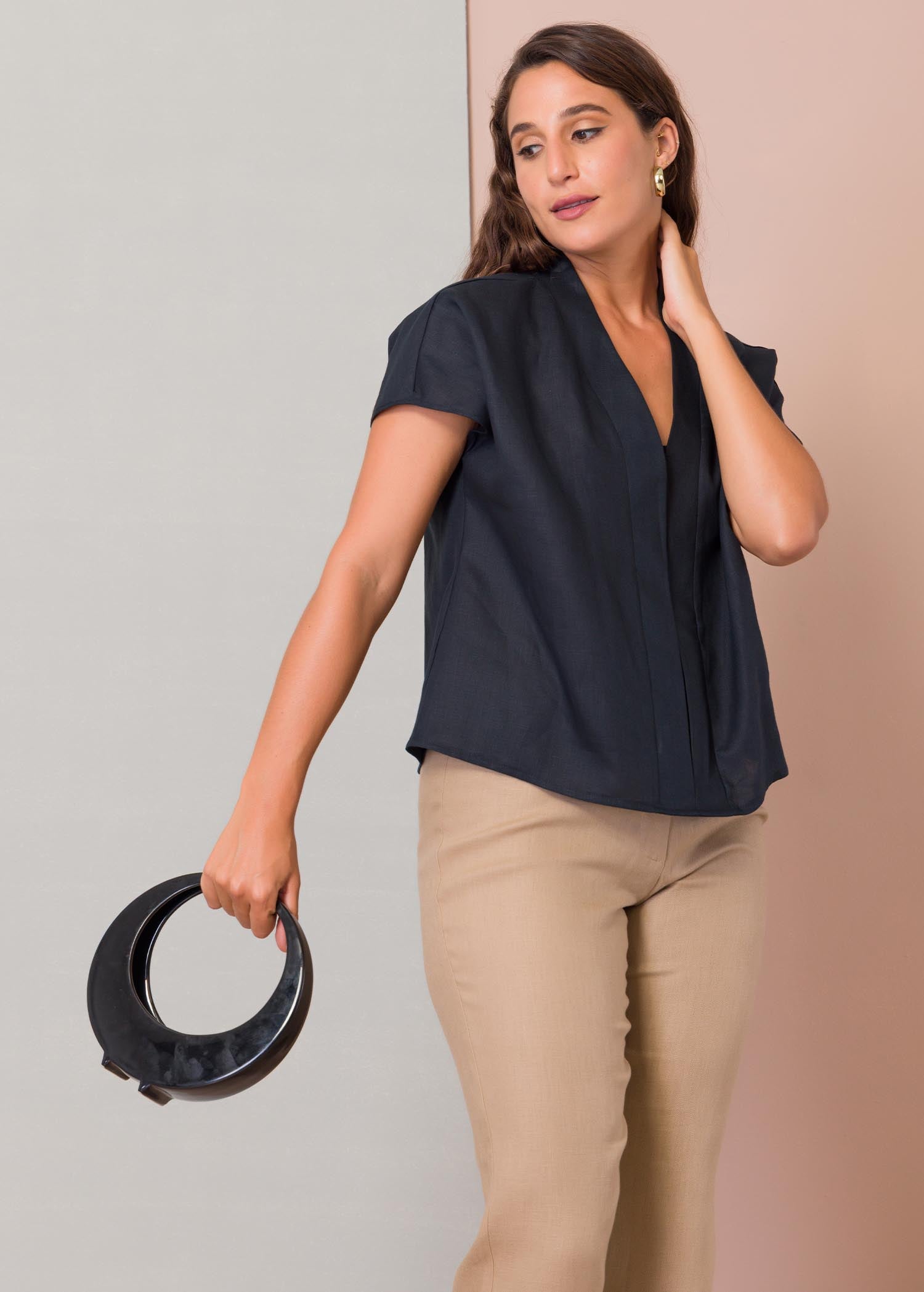 Extended shoulder blouse