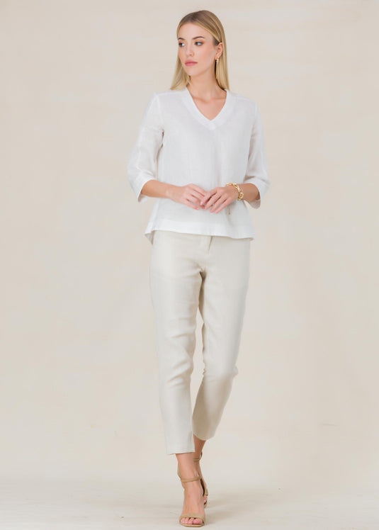 V neck linen blouse