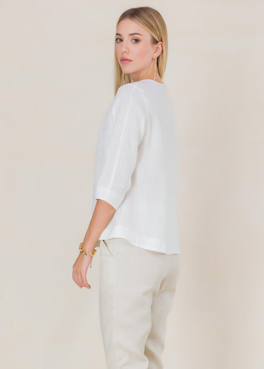 V neck linen blouse