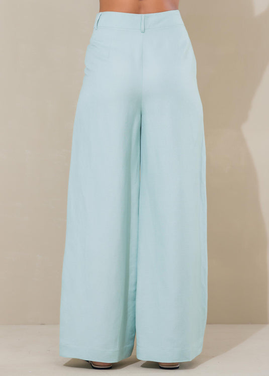 Wide leg linen pant with pleats