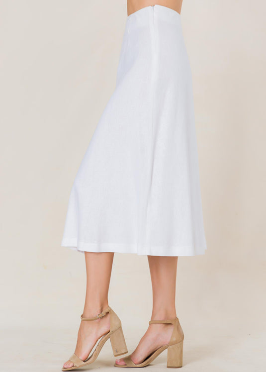 Linen skirt with front inverted pleat