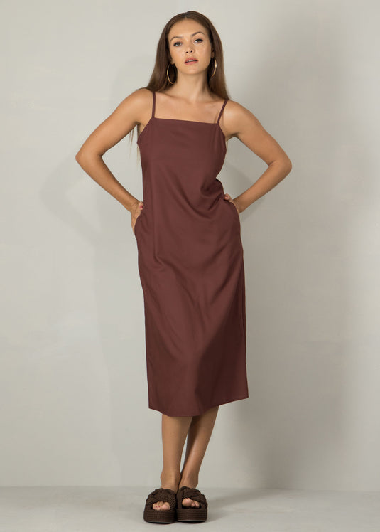 Strappy midi dress with adjustable straps