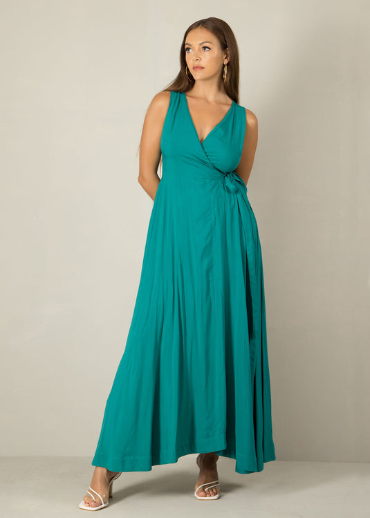 Sleeveless wrap maxi dress