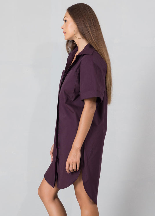 Shirt dress with large pockets