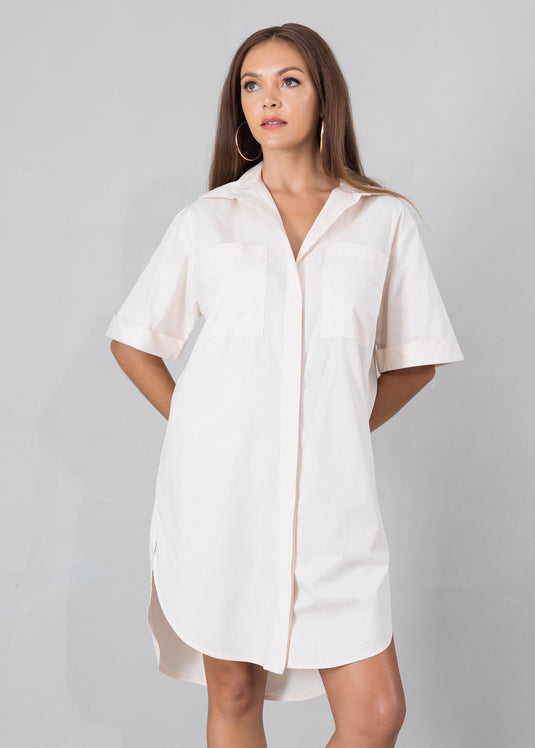 Shirt dress with large pockets