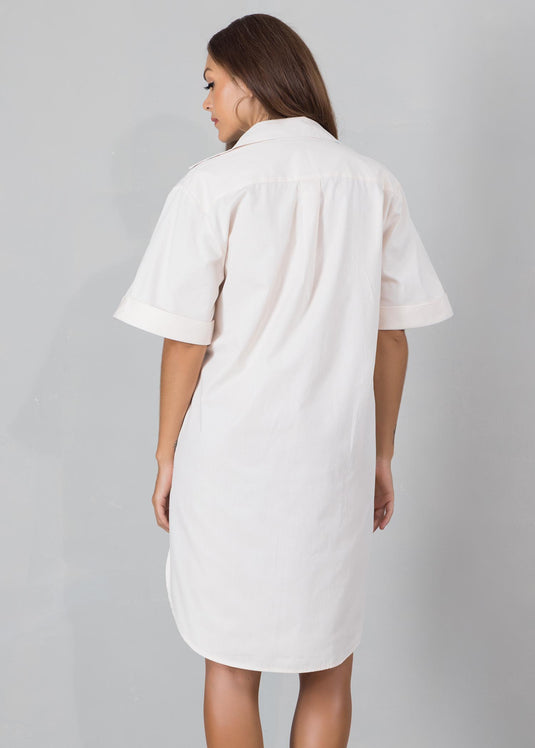 Shirt dress with large pockets