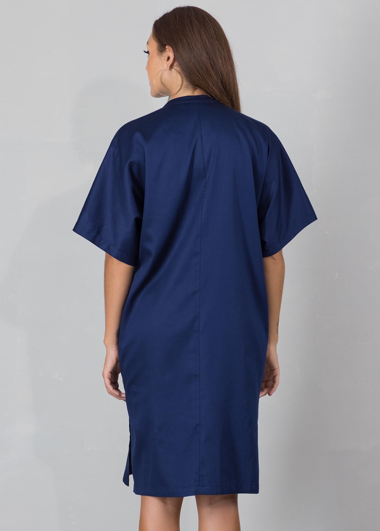 Drop shoulder dress with velt pockets