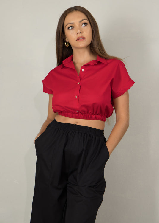 Elasticated waist crop top