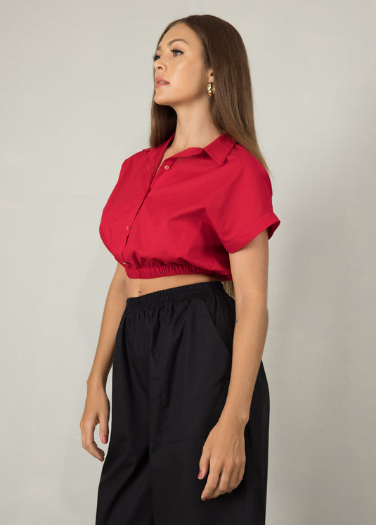 Elasticated waist crop top