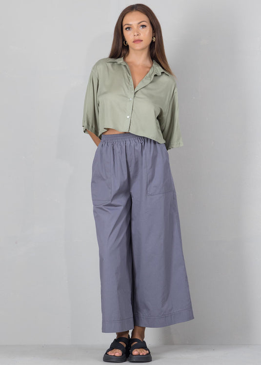 Button down crop shirt