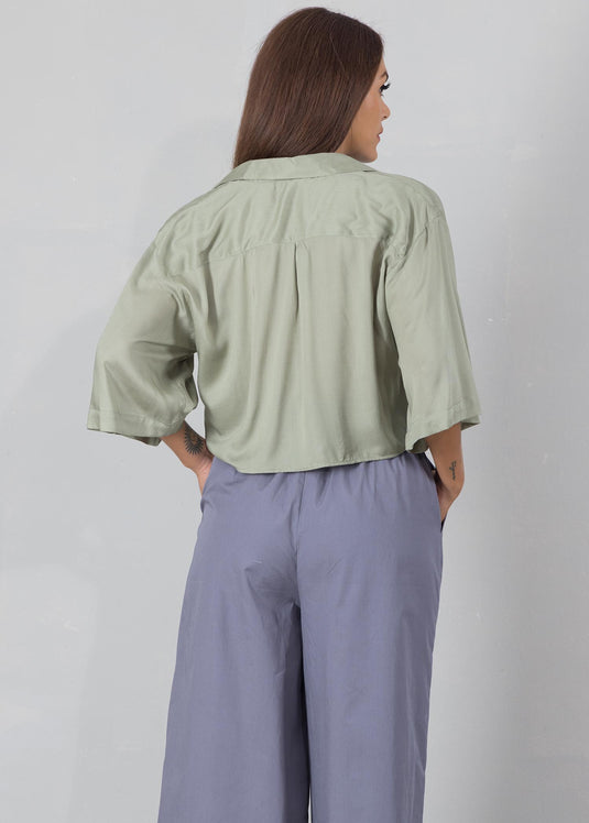 Button down crop shirt