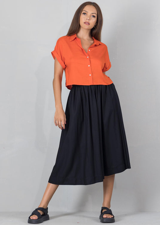 Drop shoulder crop top