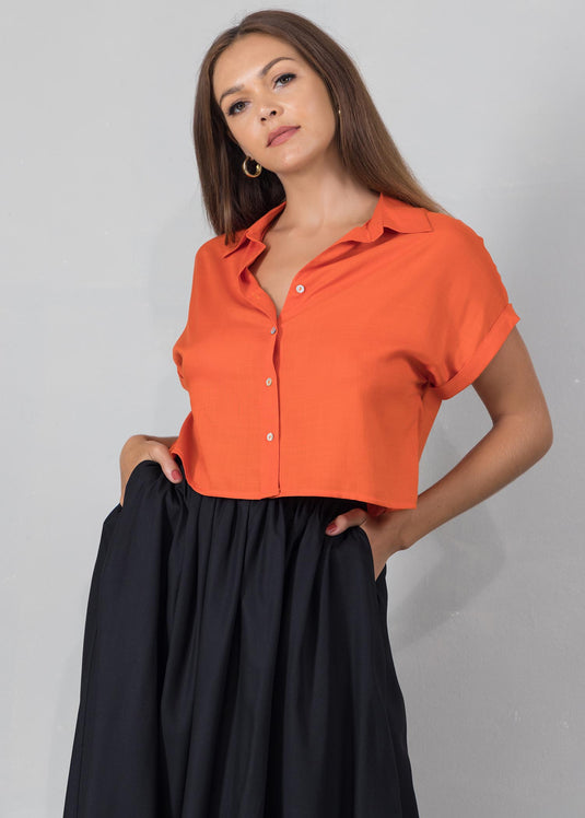 Drop shoulder crop top