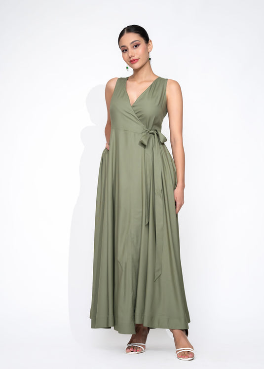 Sleeveless Maxi Wrap Dress