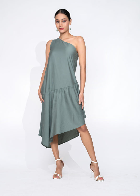Drop Waist One Shoulder Dress