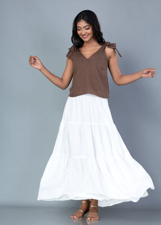 Tied Panel Basic Maxi Skirt