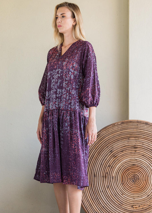 Dotted long sleeved batik dress