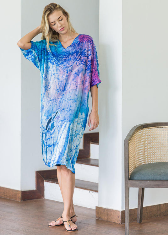 Blended Coloured Batik Kaftan Dress