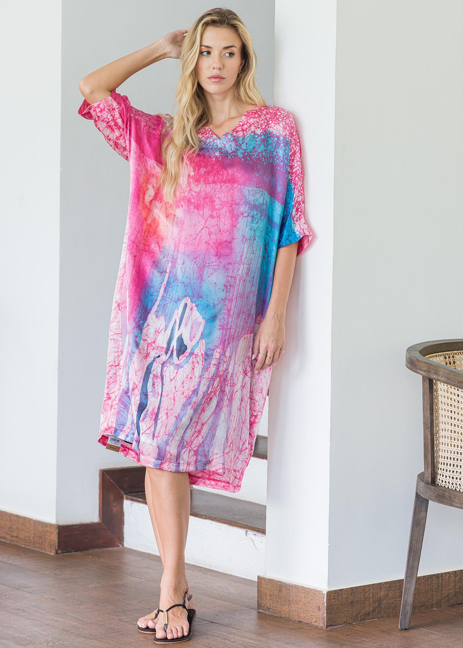 Blended Coloured Batik Kaftan Dress