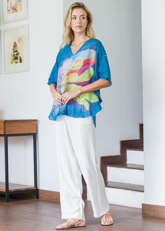 Multi coloured Batik kaftan top