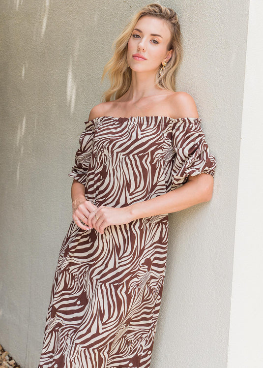 Printed Off Shoulder Dress