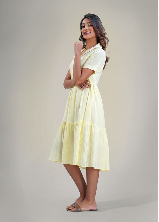 Tiered dress with short placket