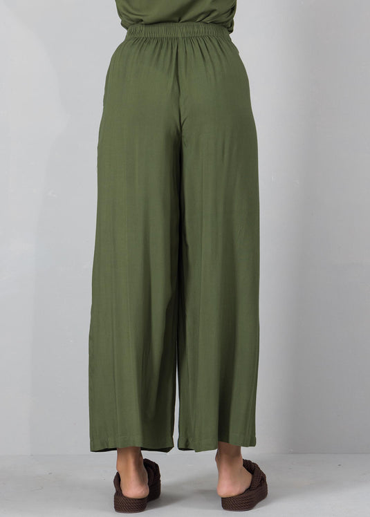 Pleated pant with elasticated back