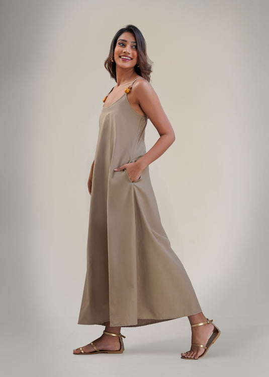 Maxi dress with beaded straps